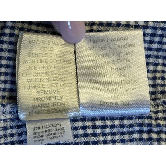 EILEEN WEST BLUE WHITE Gingham CHECK Lightweight SHORT Womens M WRAP ROBE - Picture 15 of 15